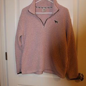 PINK Half Zip cozy fleece sweatshirt